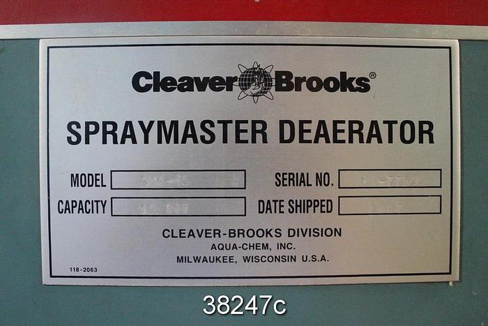 Used Cleaver Brooks SMP-45 Spraymaster Deaerator, 45000 PPH Capacity #38247
