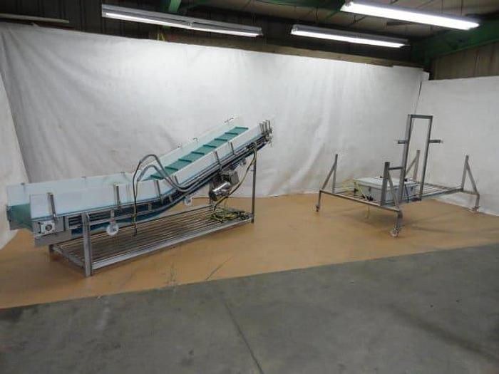 Used Tri-Mach Cleated Smooth Belt Incline Conveyor; Md#Ever-Kleen, 28" wide x 10'6"