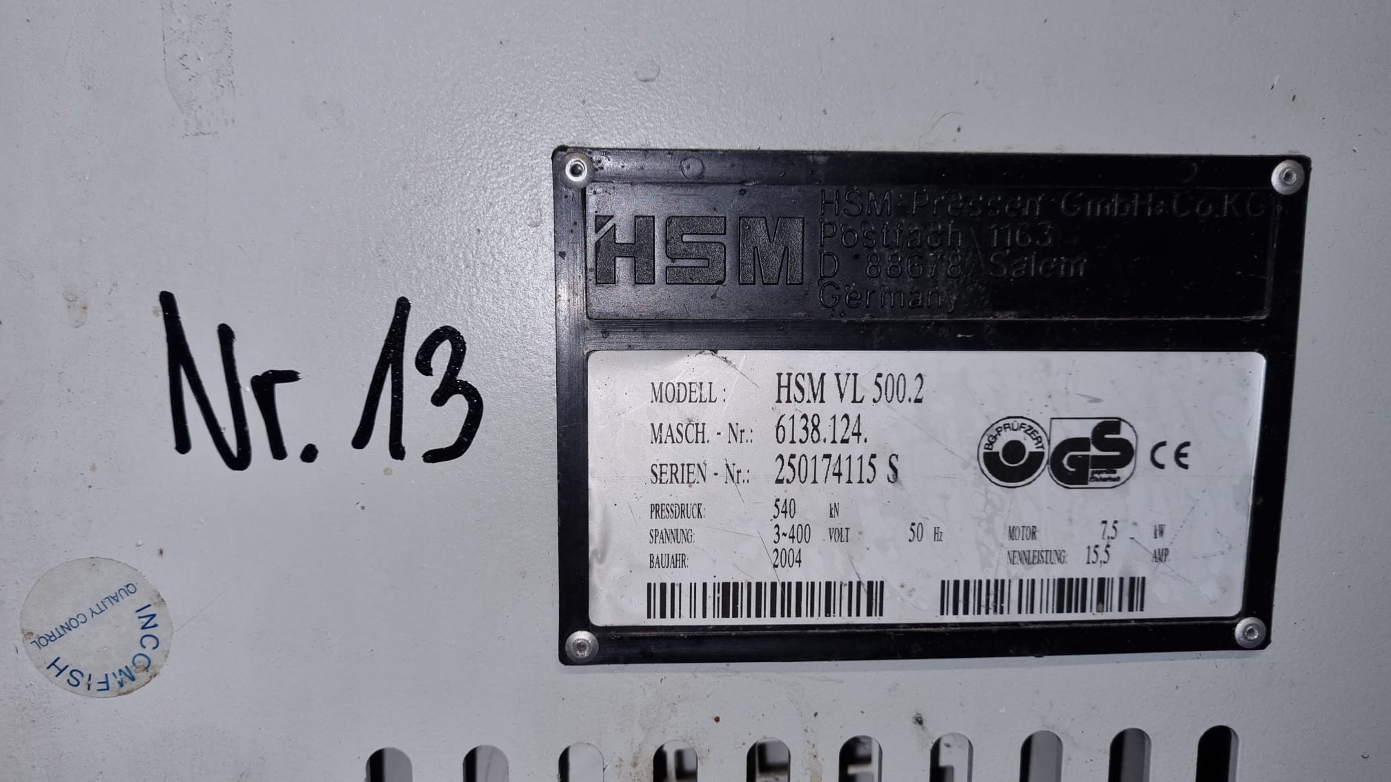 Gebraucht 2004 HSM VL 500.2 (8) #9860