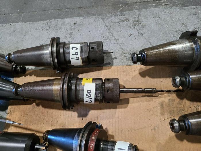 Used CAT 50 Tool Holders One Lot of 8 Assorted CNC Tooling with Cutters Drills