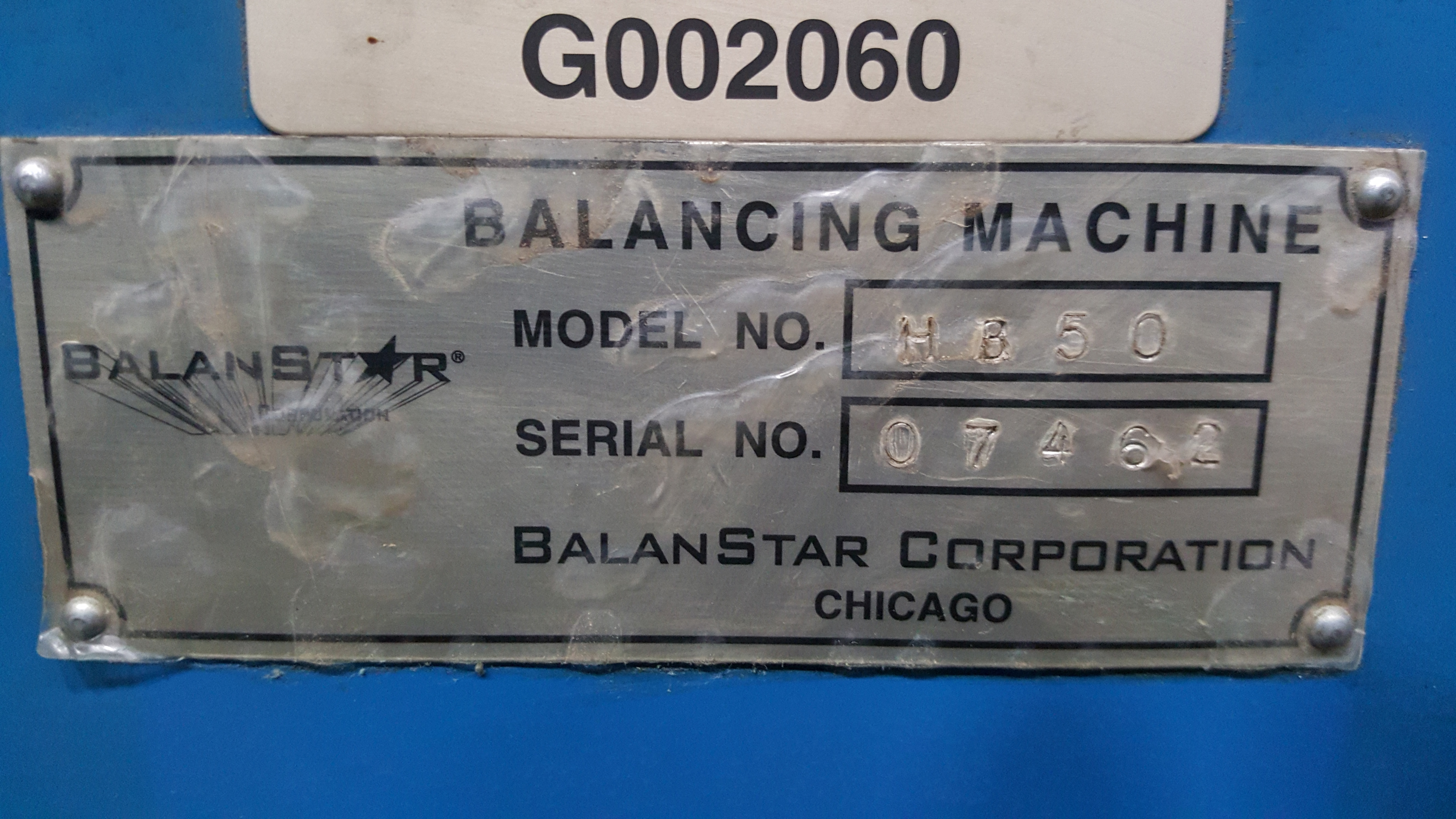 Used Balanstar Model HB 50 Balancing Machine; Fully Computerized