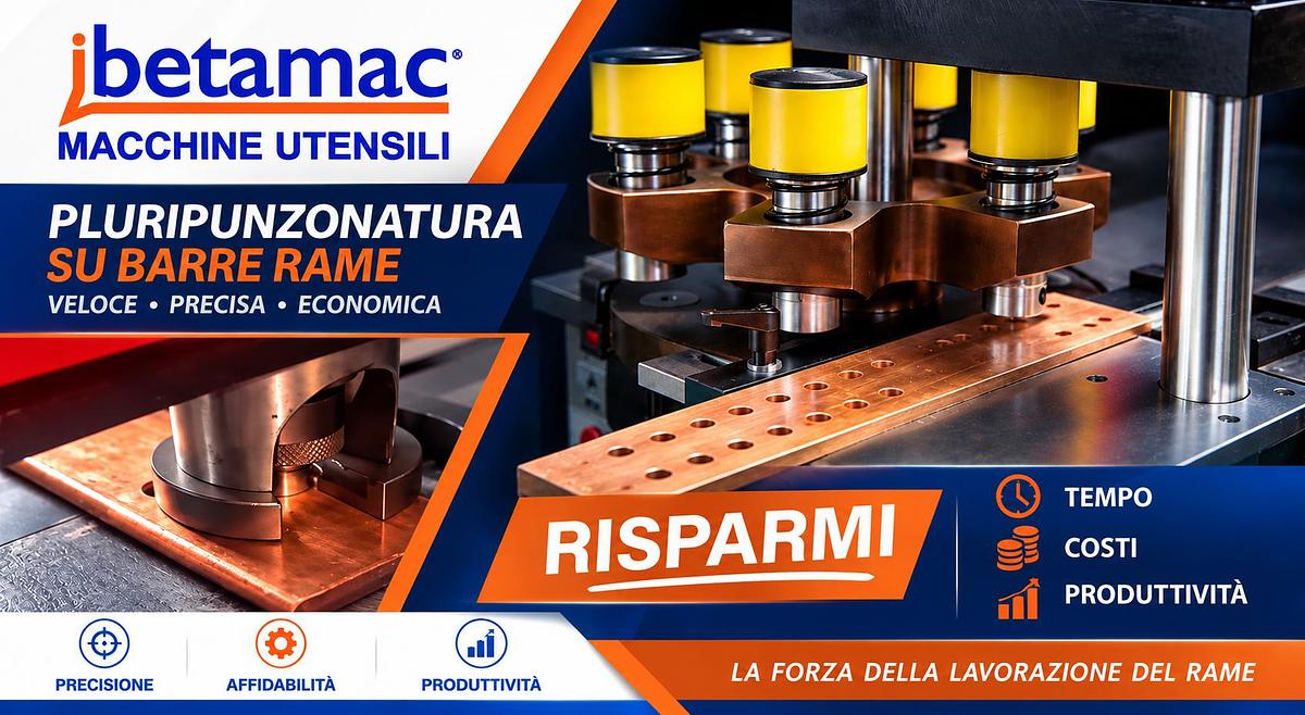 Punzonatrice Semiautomatica a 6 Postazioni per Punzonatura e Foratura Barre in Rame