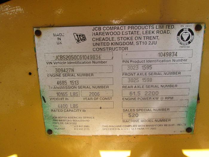 Used 2006 JCB 520 Telehandler Forklift