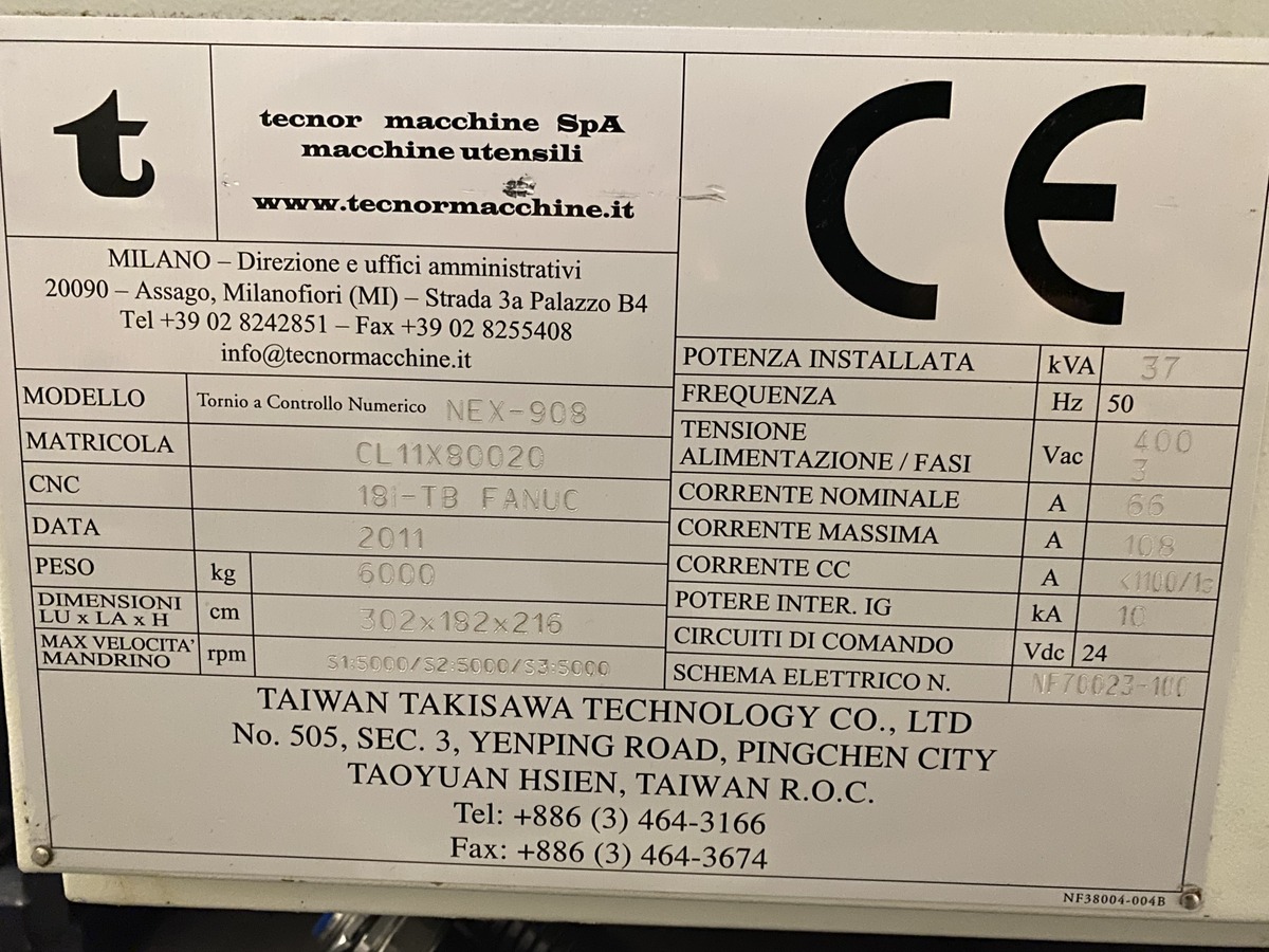 Used 2011 TAKISAWA-Taiwan NEX-908