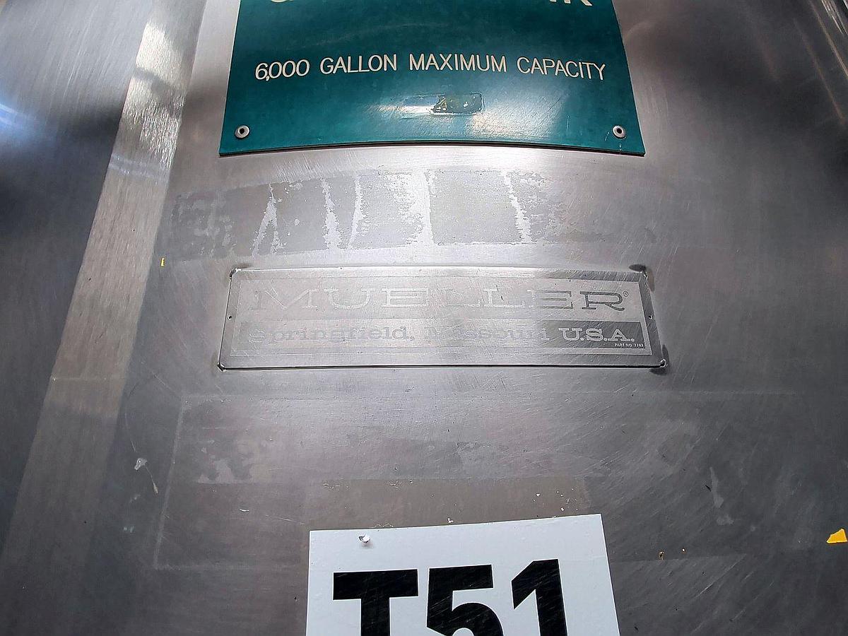 Used (2) Available - Mueller 6000 Gallon jacketed storage tanks