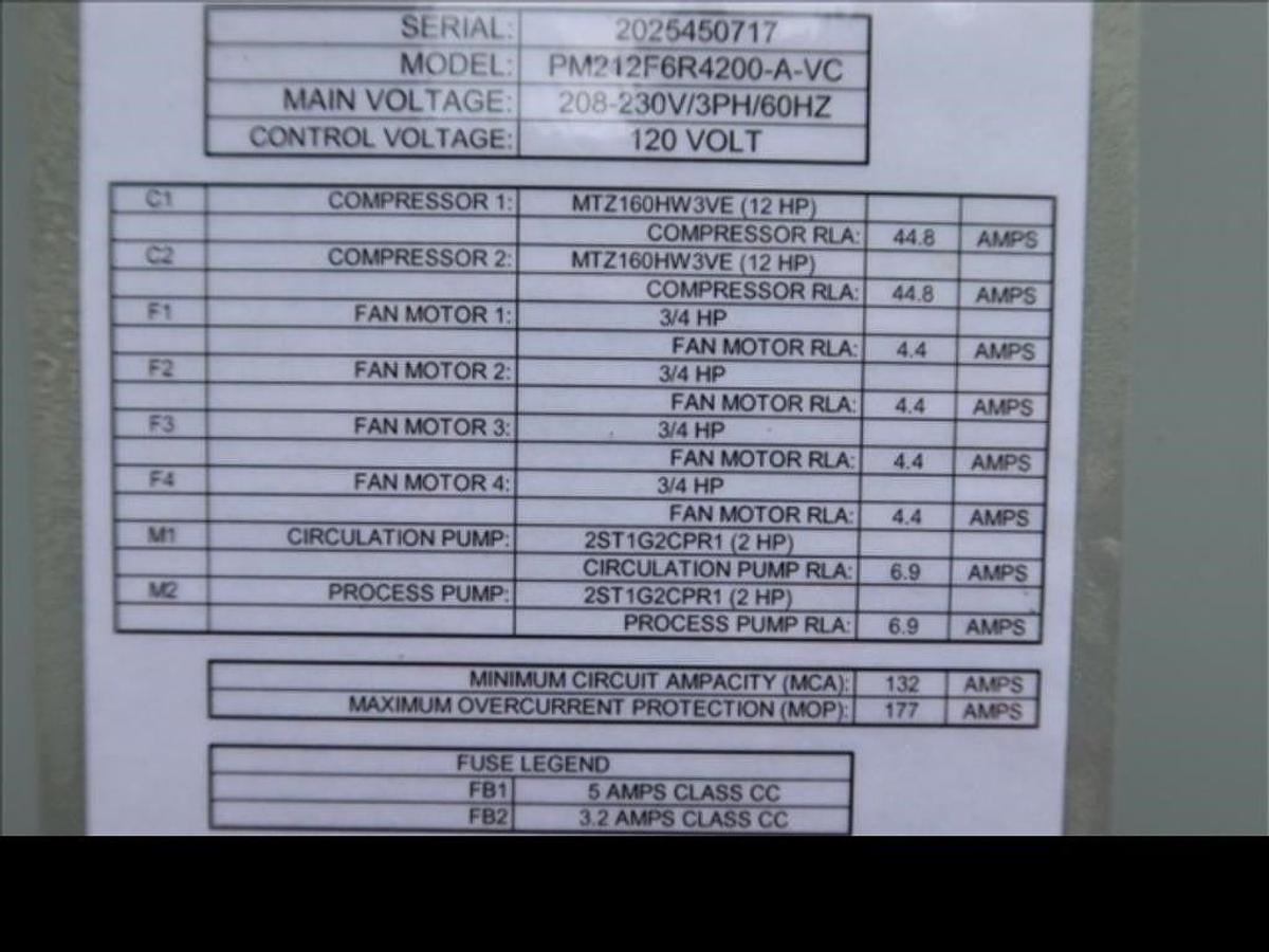 Used Used 2017 PRO Chiller PM212F6R4200-A-VC