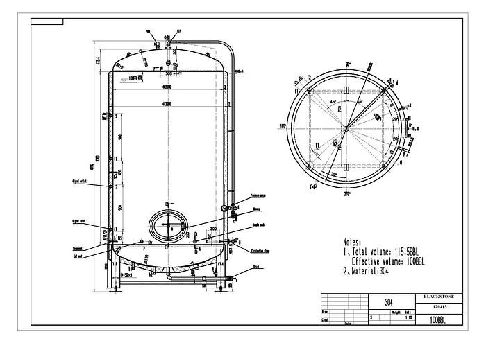 Used Used BSV 100 bbl / 3100 Gallon Jacketed Brite Tank