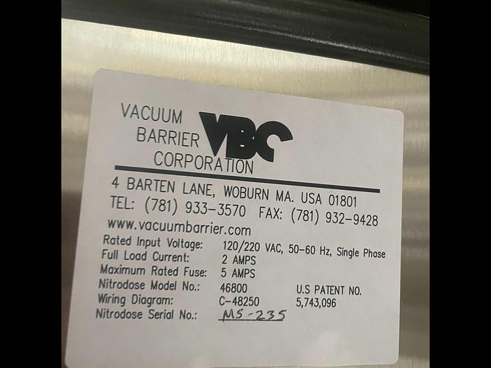 Used Vacuum Barrier Corp. Nitrogen Doser