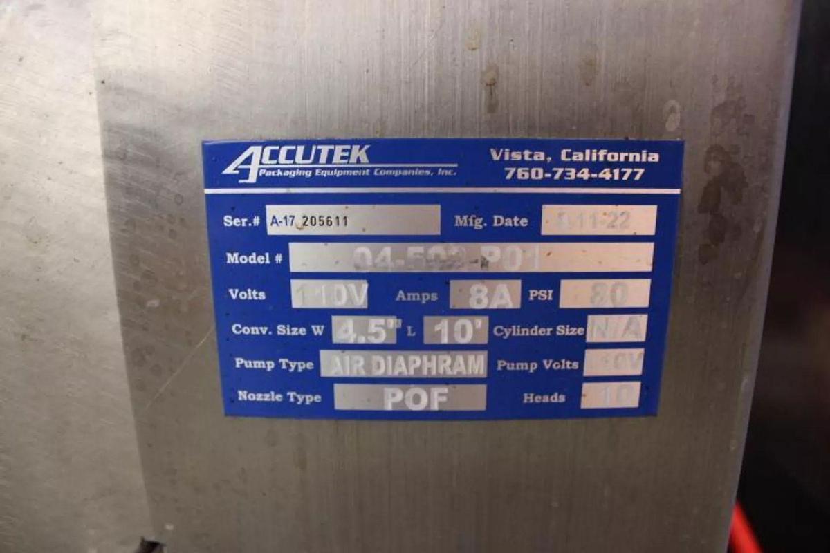 Used 2022 Accutek APOF Automatic 10 Valve Inline Filler