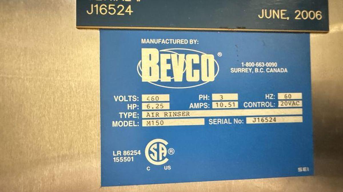 Used 2006 BEVCO 150 Gripper Rinser/Air
