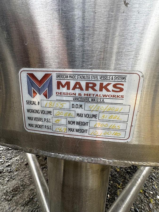 Used Used Marks Fabrication 20 bbl / 620Gal mash mixer vessel