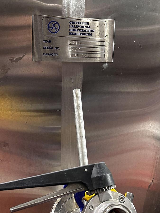 Used (2) Used Criveller 120 bbl/ 3720 Gal Jacketed Fermenters