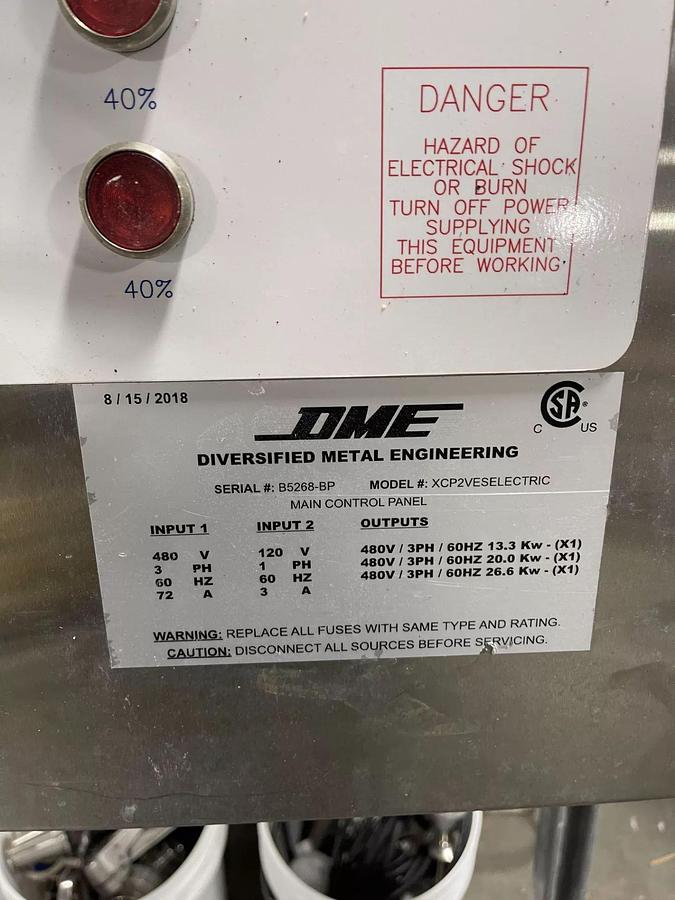 Used (1) Available - 2019 Used DME Brewing 10 bbl / 330 Gal Electric Brewkettle / Whirlpool
