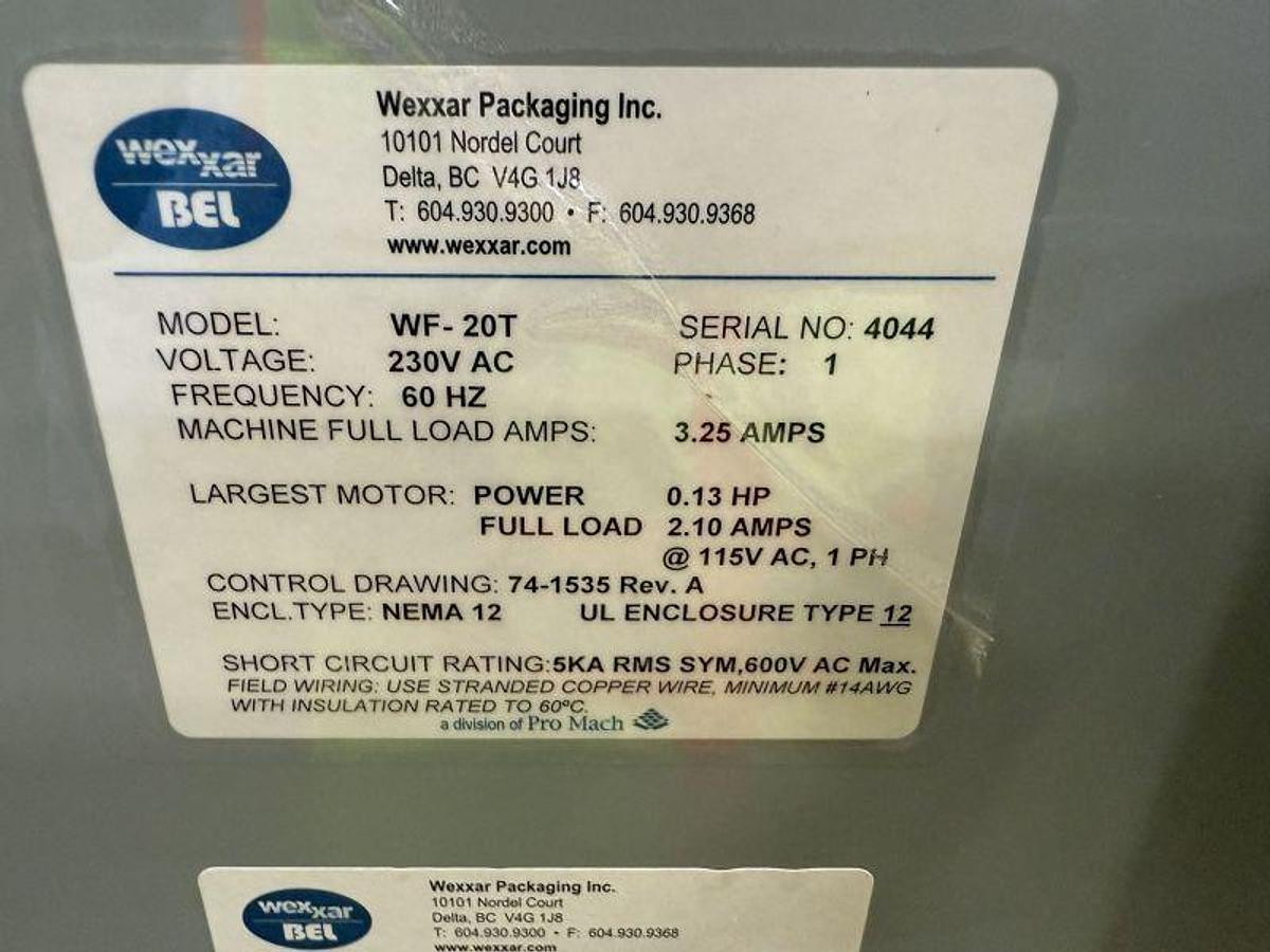 Used WEXXAR/Bel WF-20T Carton Former/Bottom taper