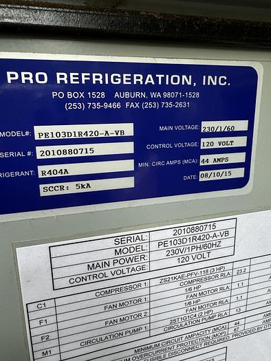 Used Used Pro Refrigeration 3 hp glycol chiller
