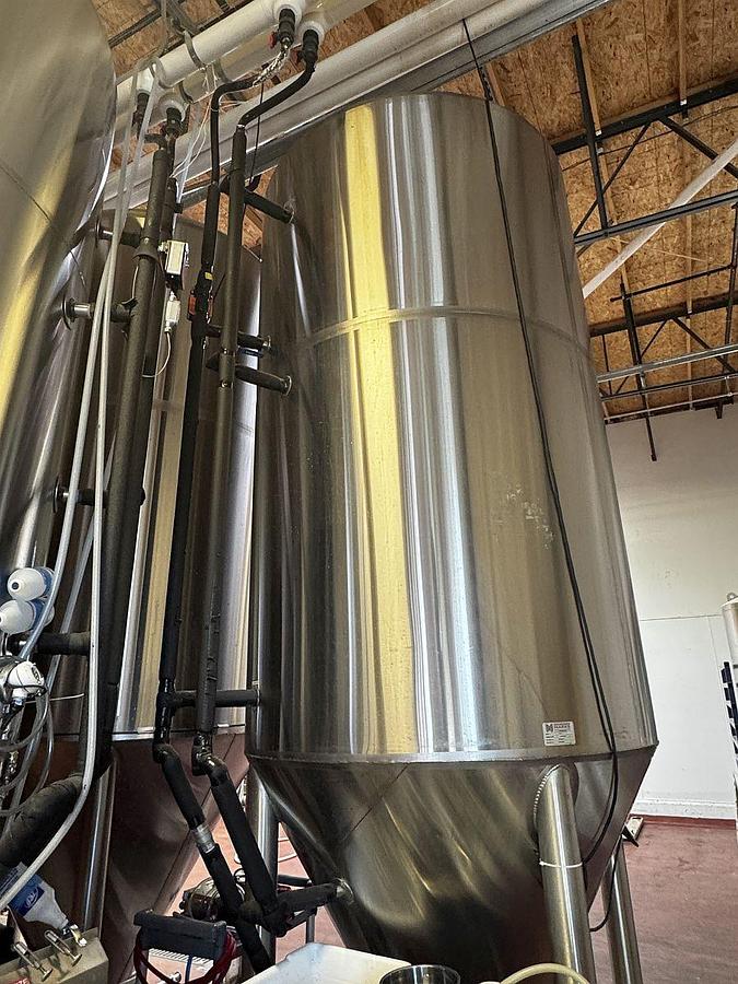 Used 2 available - Used Marks Fabrication 40 bbl / 1240Gal Jacketed Conical Fermenters