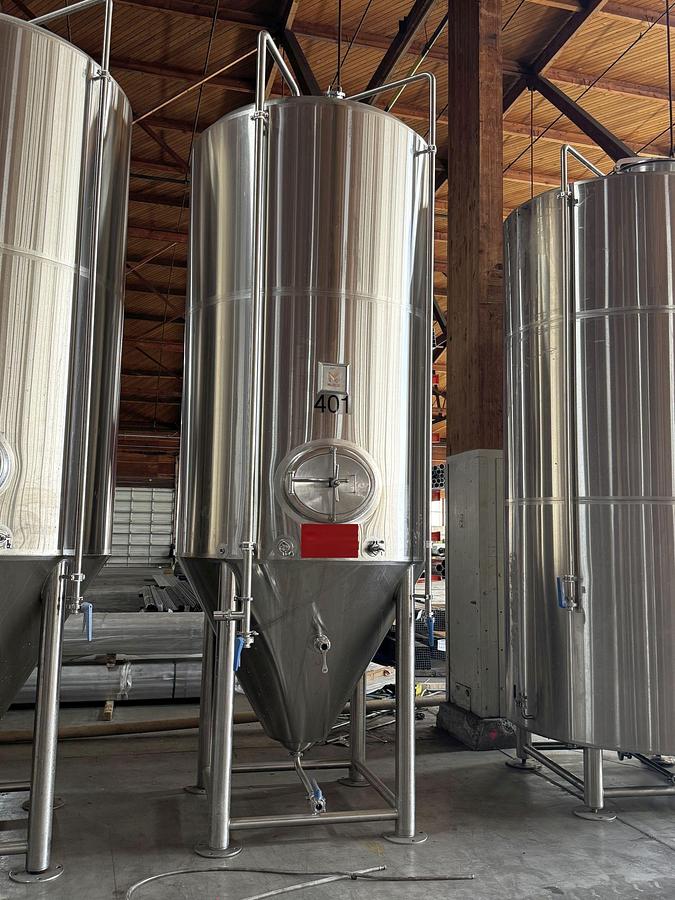 Used (5) Available - Marks Fabrication 40 bbl / 1240 Gal Jacketed Conical Fermenter