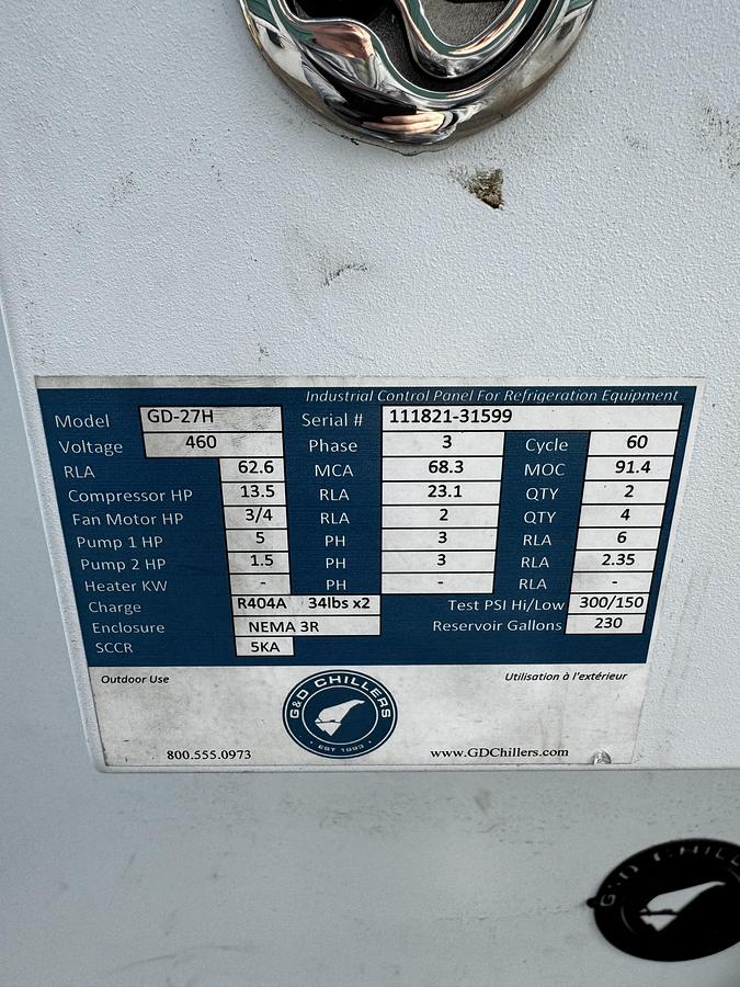Used Used G&D model 27H glycol chiller