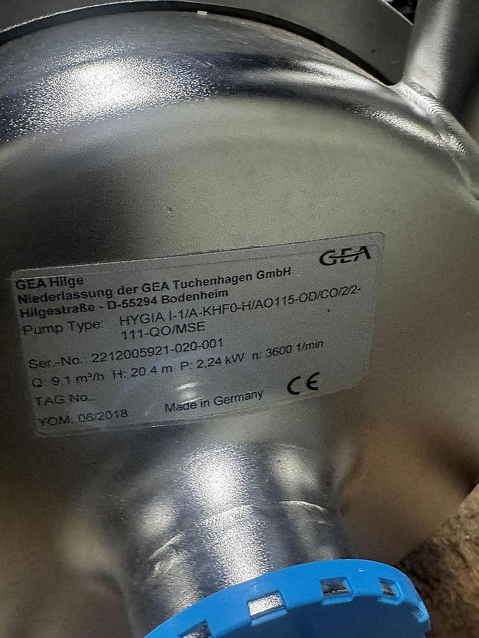 Used (3) Available - GEA Hilge 3hp sanitary stainless centrifugal pumps
