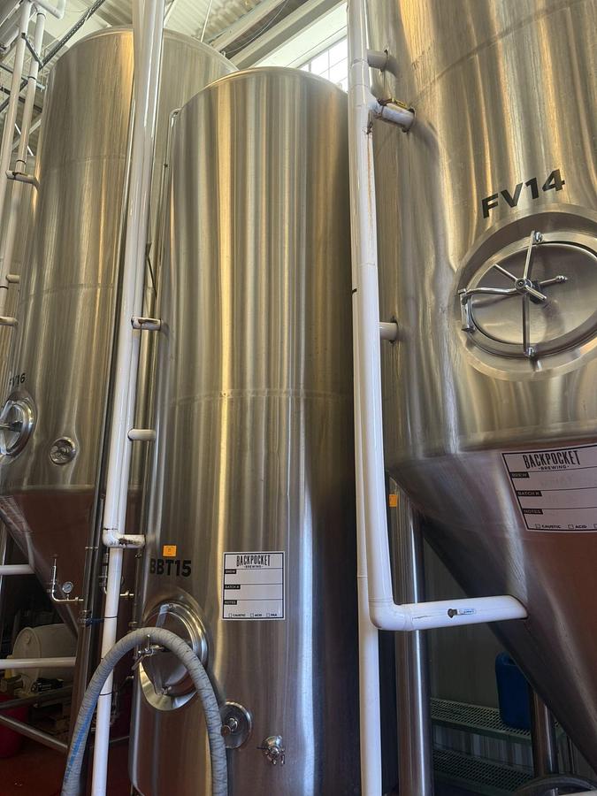 Used Premier Stainless 6000L / 1680Gal jacketed Brite / Storage Tank