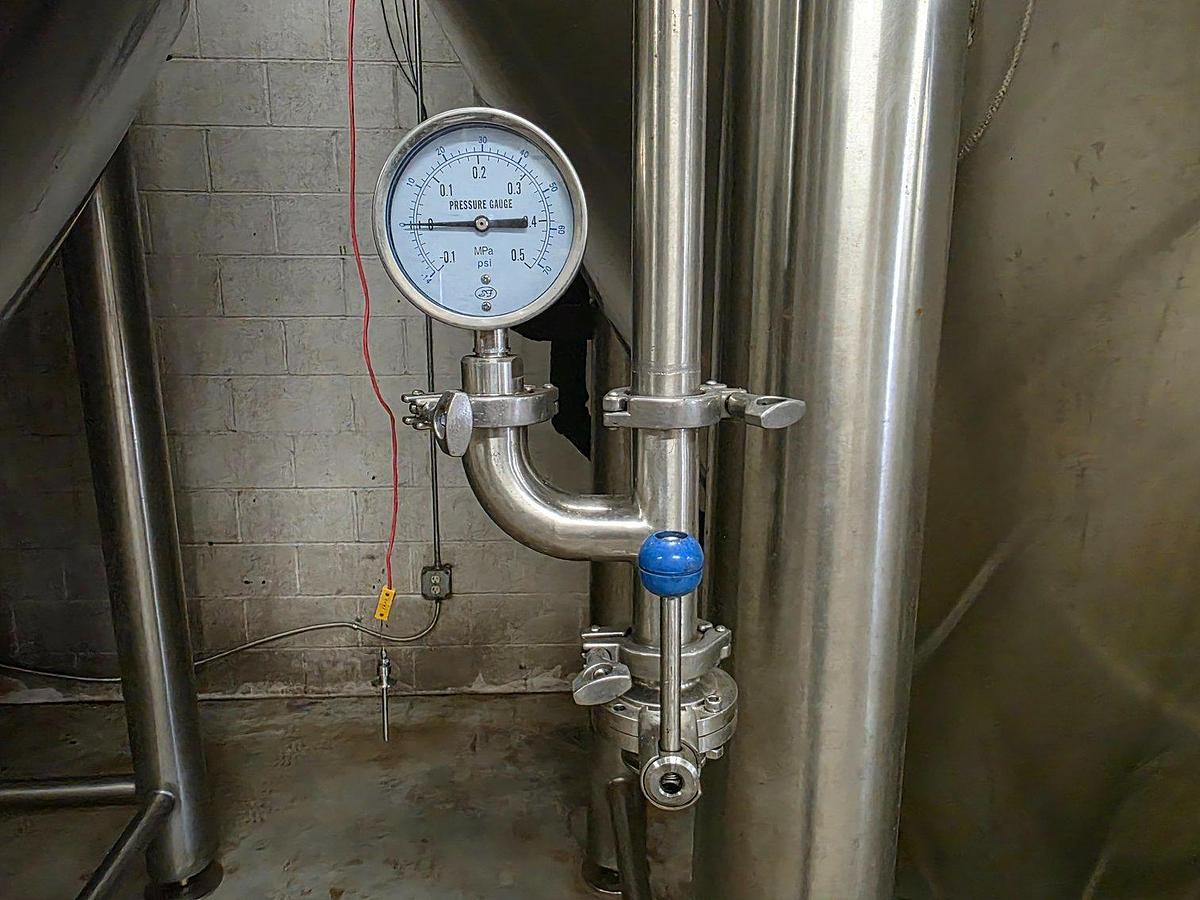 Used (4) Available - Used Deutsche Bevg 60 bbl / 1860 Gallon conical jacketed fermenter storage tanks