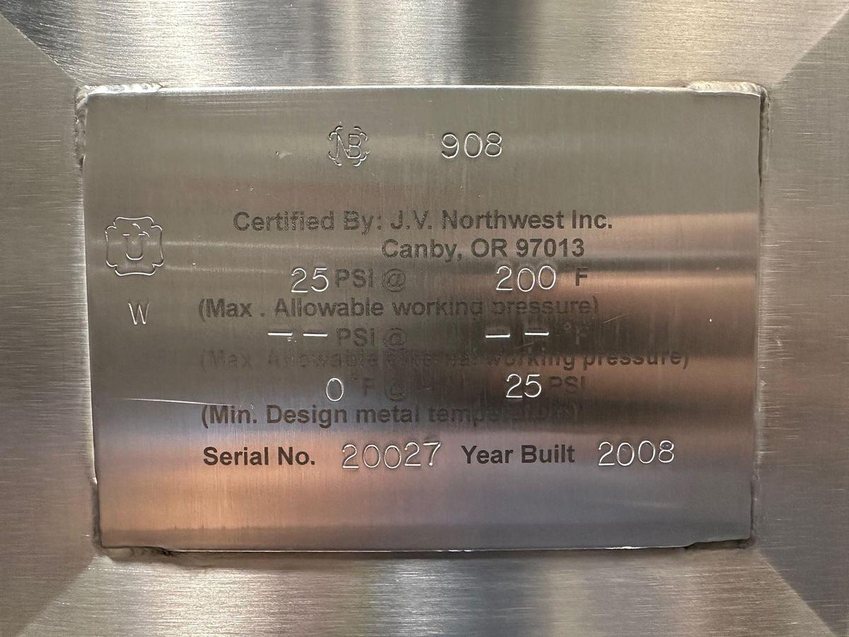 Used (3) Available - Used JVNW 250bbl / 7500 Gallon jacketed brite tanks