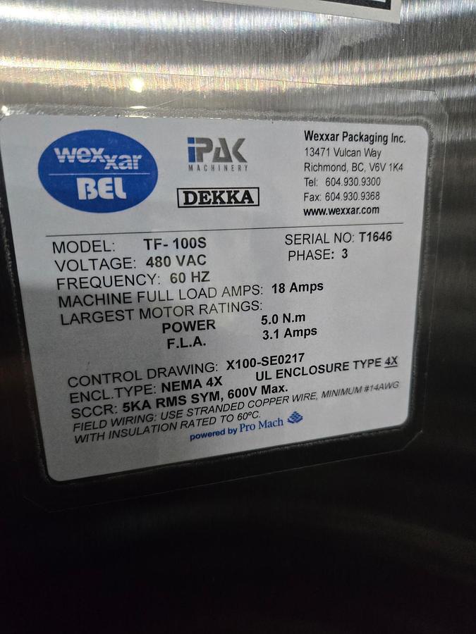 Used Used Promach Wexxar Ipak TF100 Tray Former