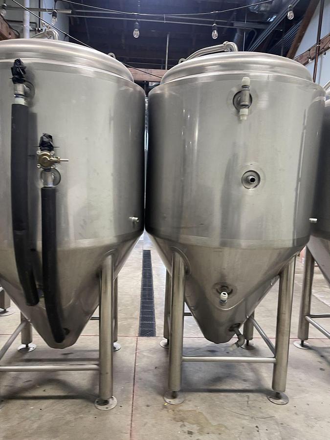 Used (4) Available - Used 7 bbl conical jacketed fermenters / 217 Gal