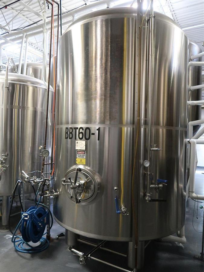 Used (1) Available - Used Prospero SK 60 bbl / 1860Gal jacketed brite tank / storage tank