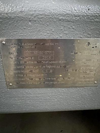 Used Used GEA Westfalia Model GSC 40-06-077 Centrifugal Separator