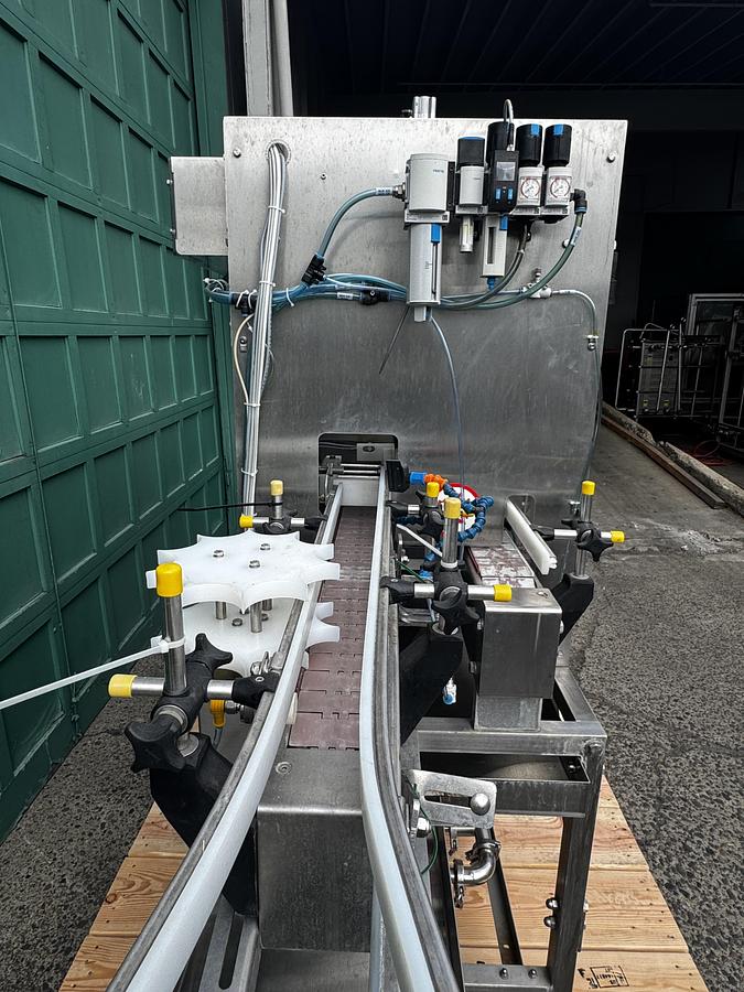 Used Used Pneumatic Scale/Angelus CB50F 6 head can filler/seamer