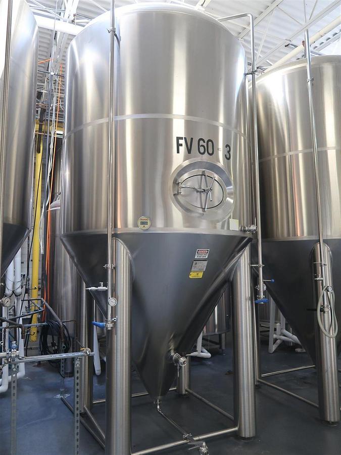 Used (3) Available  - Prospero SK 60 bbl / 1860Gal conical jacketed fermenter / storage tank