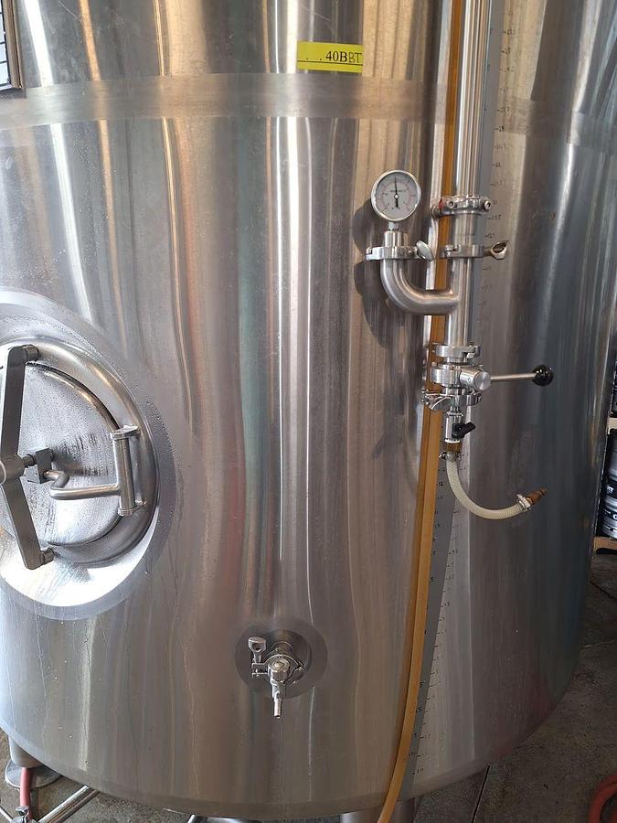 Used (1) Available - Used ABS 40 bbl / 1240Gal Jacketed Brite Tank