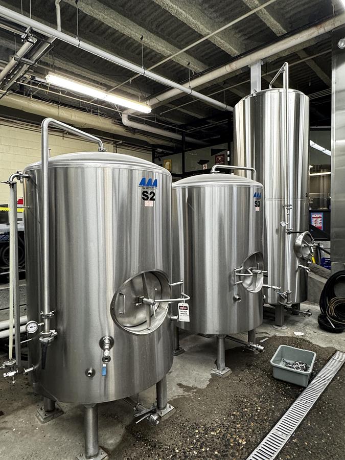 Used (3) Available - AAA Metal Fab 10 bbl / 310Gal Jacketed Brite / Storage Tanks