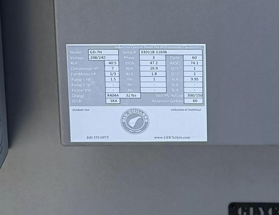Used Used G&D GD-7H glycol chiller
