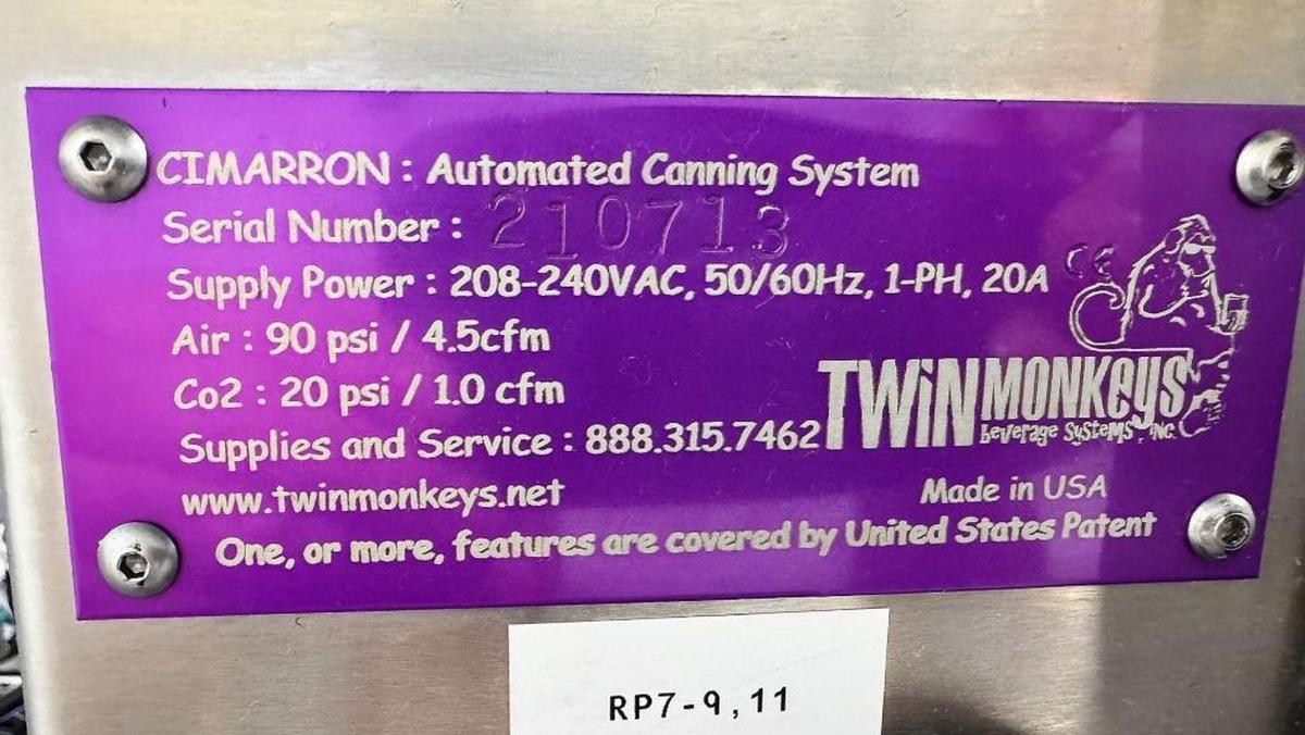 Used Used Twin Monkeys Beverage System Cimarron 10 head dual lane Canning Line