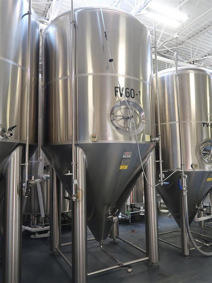 Used (3) Available  - Prospero SK 60 bbl / 1860Gal conical jacketed fermenter / storage tank