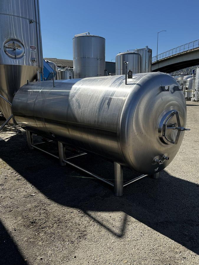 Used (2) available - Used 30 bbl / 930 Gal Jacketed lagering tanks - Stacked set- Sold as a pair