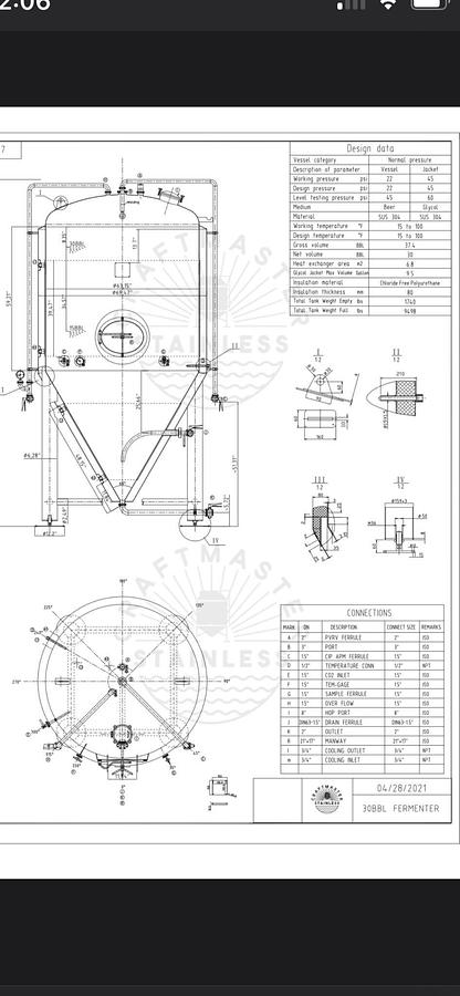 Used Used Craftmaster 30 bbl / 930 Gallon jacketed Unitank Fermenter