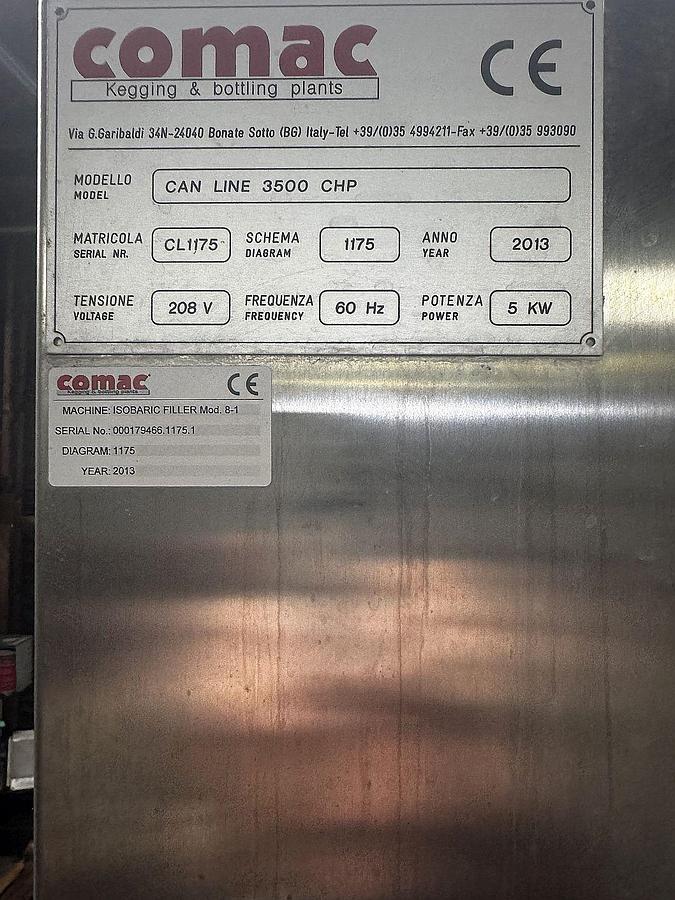 Used Comac 8/1 Can Filler/ Seamer