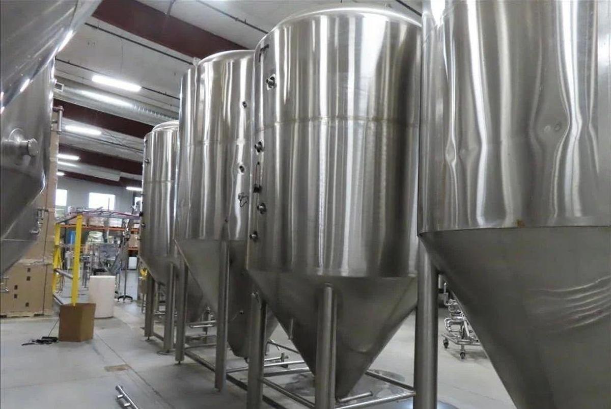 Used (2) Available - Used 40bbl / 1240 Gal jacketed conical fermenters - 
