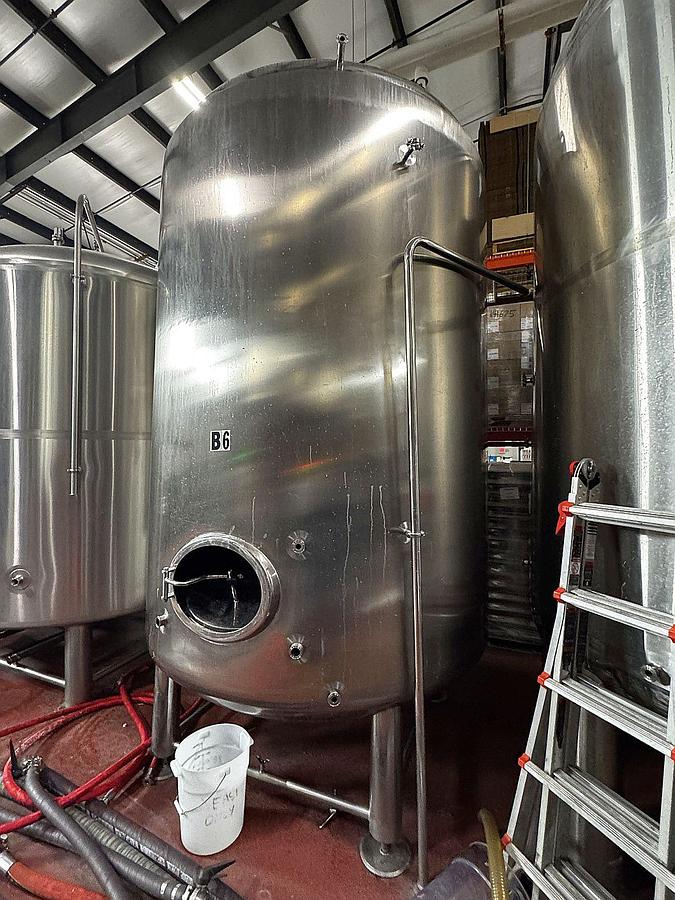 Used (2) available - Used 60 bbl / 1860 Gallon jacketed brite tanks - Glacier Tank