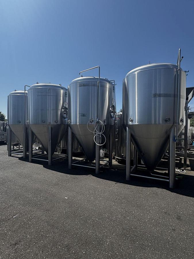 Used (4) Available - Used Alpha Brewing 40 bbl / 1240 Gal jacketed conical unitank fermenters