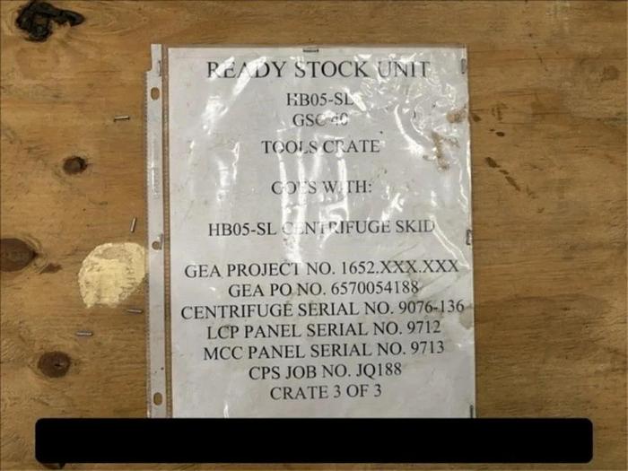 Used Used GEA Westfalia Model GSC 40-06-077 Centrifugal Separator