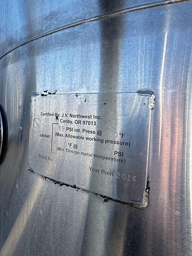 Used Used JV Northwest 26 bbl jacketed hot liquor tank (HLT/CLT) with pump