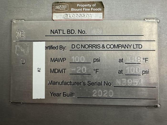 Used 2020 DC Norris Ltd. 600 gallon Hemispherical Kettle (Scrape)