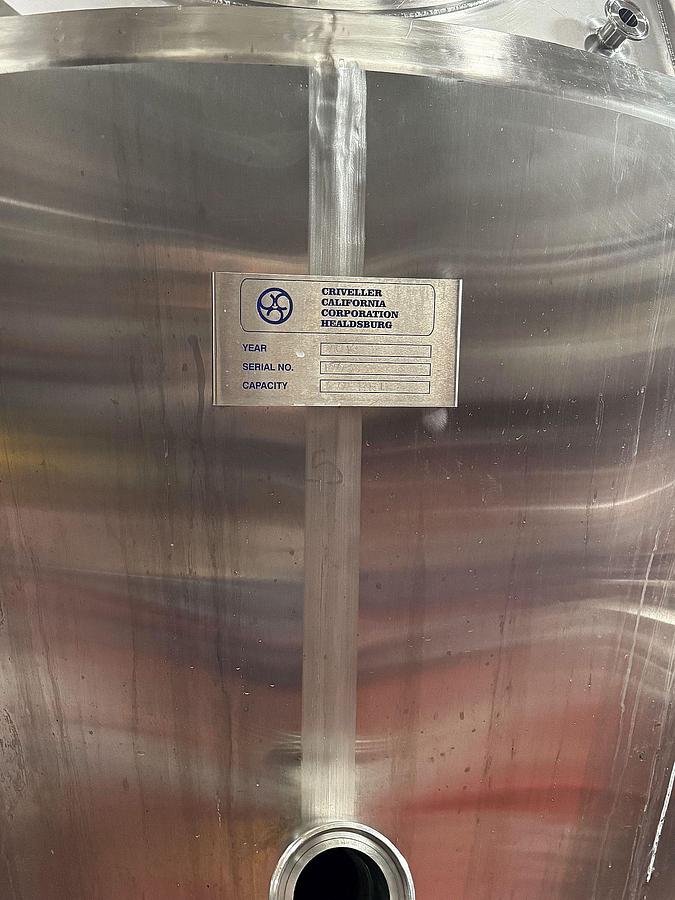 Used (2) Used Criveller 120 bbl/ 3720 Gal Jacketed Fermenters