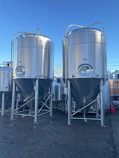 Used (3) available - Used BSV (Blackstone) 80HL (8000L) / 68 bbl conical jacketed fermenters