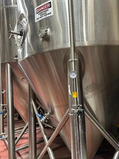 Used (2) Available - Used Premier PSS 80 bbl/ 2480 gal conical jacketed fermenters