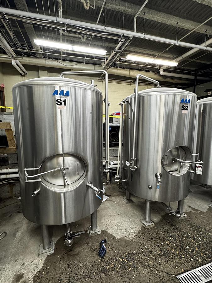 Used (3) Available - AAA Metal Fab 10 bbl / 310Gal Jacketed Brite / Storage Tanks